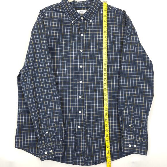 Croft & Barrow Window Pane Plaid Button Down Shirt Easy Care Men XL Blue Yellow - Picture 3 of 12